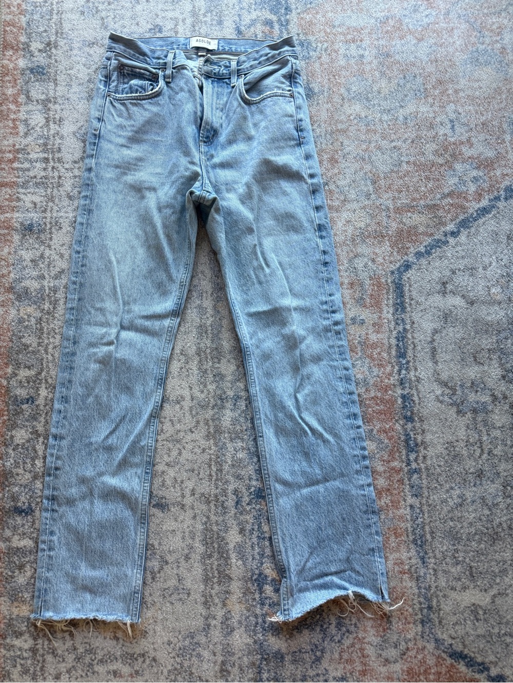 AGOLDE Light Wash High-Rise Straight Leg Jeans